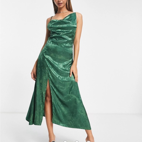 New size 8 green silk midi dress-tag on! - Picture 1 of 2